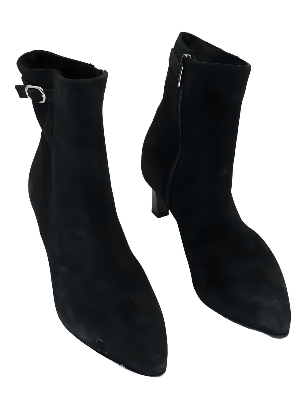 La Canadienne Arizona Black Suede Pointed Toe Block Heel Ankle Boots Size 8M